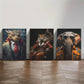 3pcs Modern Dragon Tiger & Elephant Portraits Metal Print Ready to Hang Art