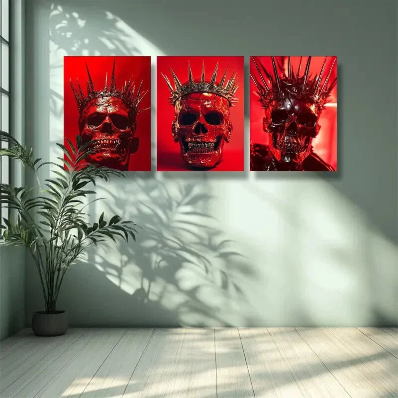 3pcs Gothic Crown Design Metal Print Ready to Hang Art