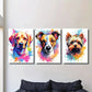 3pcs   Vibrant Dog Portrait Adorable Puppies Wall Art Set Canvas Framed 40x60cm - High Quality Print 100% Australian Made Wall Canvas Ready to Hang