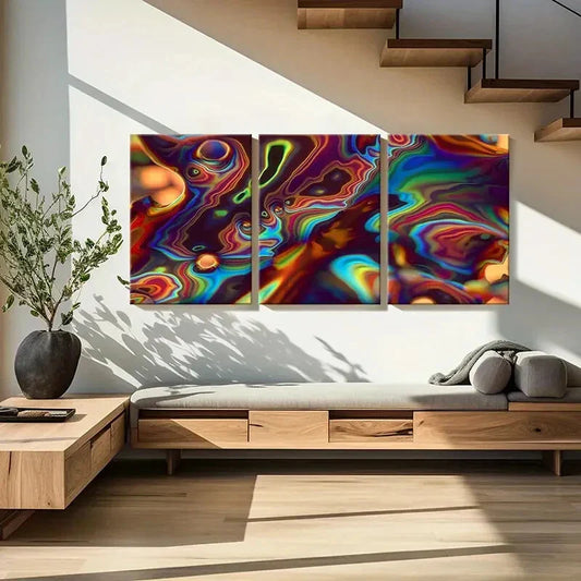 3pcs Abstract Halo Modern Metal Print Ready to Hang Art