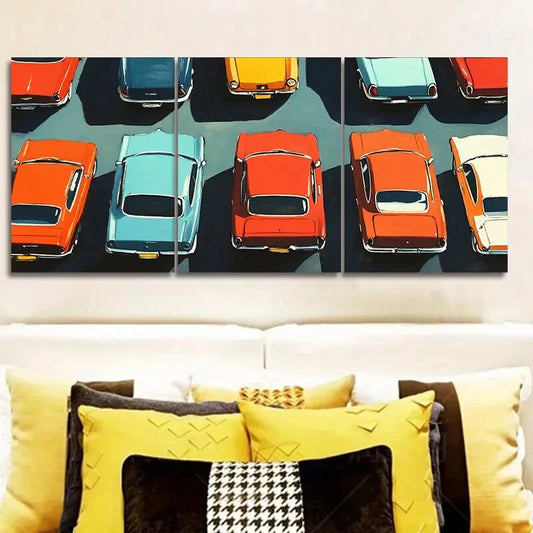 3pcs Automobile market Wall Art Set Canvas Framed 40x60cm - High Quality Print 100% Australian Made Wall Canvas Ready to Hang