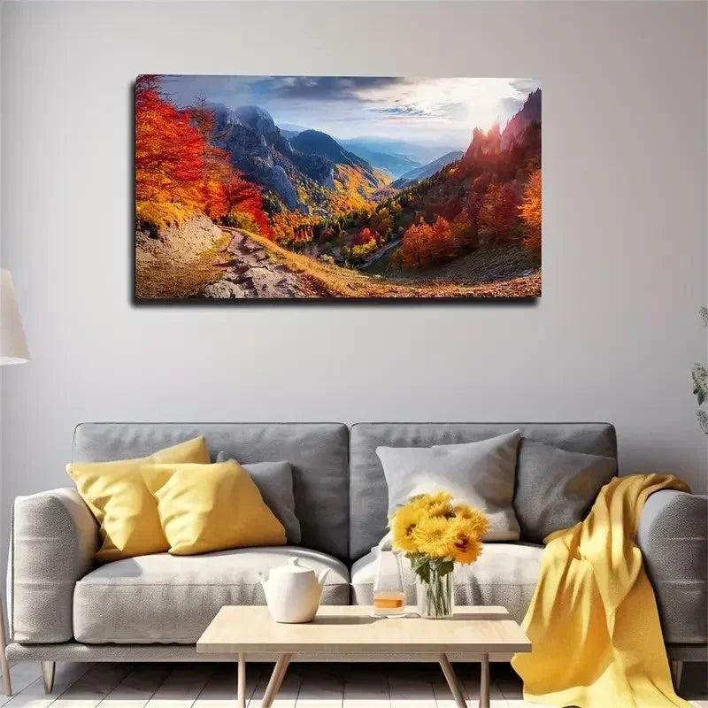 Beautiful Autumn Layering Wall Art Canvas Office Home Room Framed 80x45cm