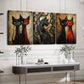 3pcs Various Animals Cats Black Red Black Lines Wall Art Set Canvas Framed 40x60cm - High Quality Print 100% Australian Made Wall Canvas Ready to Hang