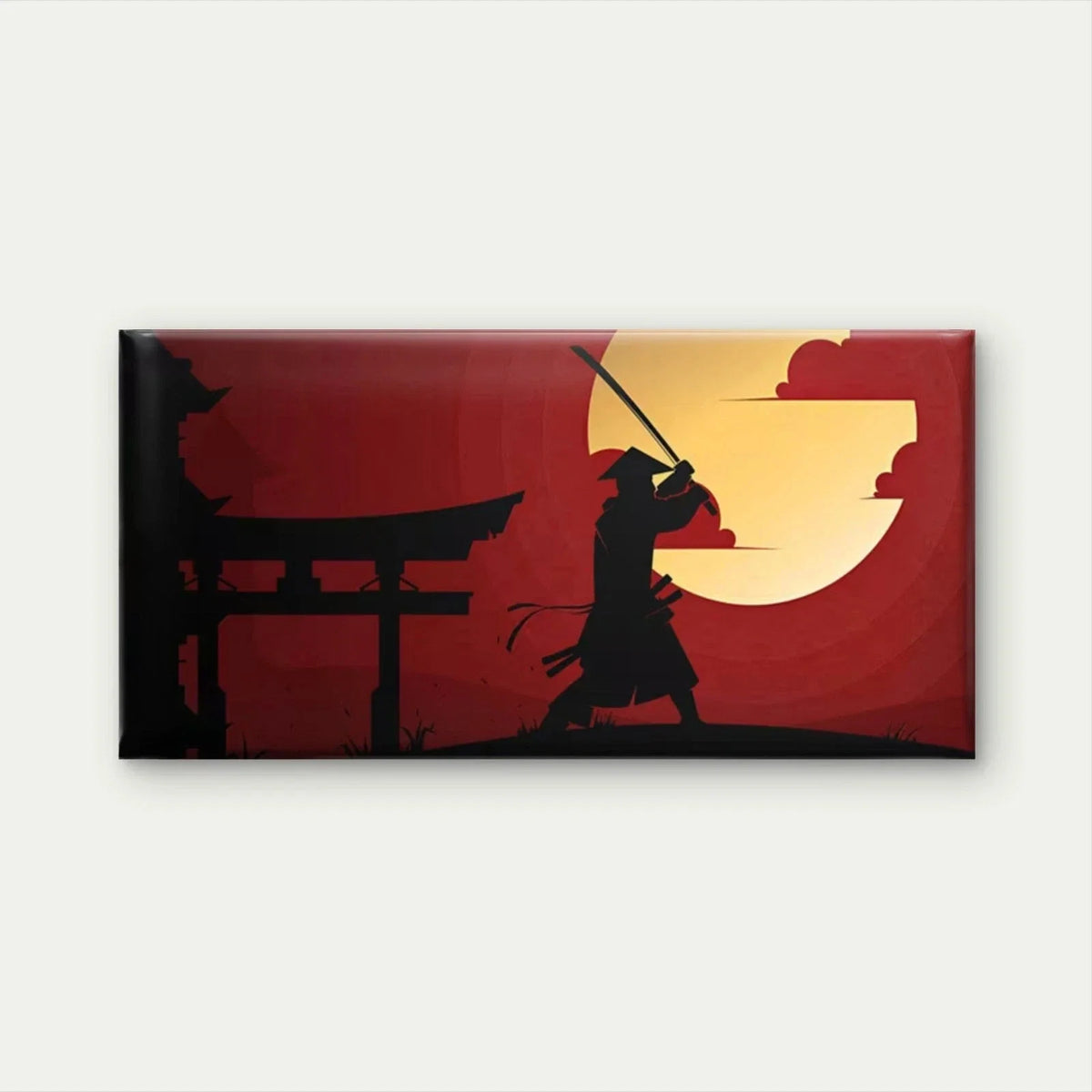 Samurai Sunset Silhouette Wall Art Canvas Office Home Room Framed 80x45cm