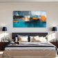 Neon Light Reflection Cityscape Wall Art Canvas Office Home Room Framed 80x45cm