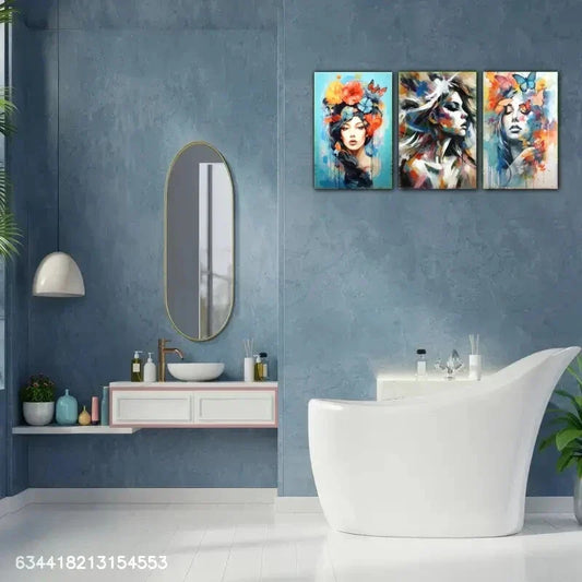 3pcs Urban Living Artistic Expression Beauty Metal Print Ready to Hang Art