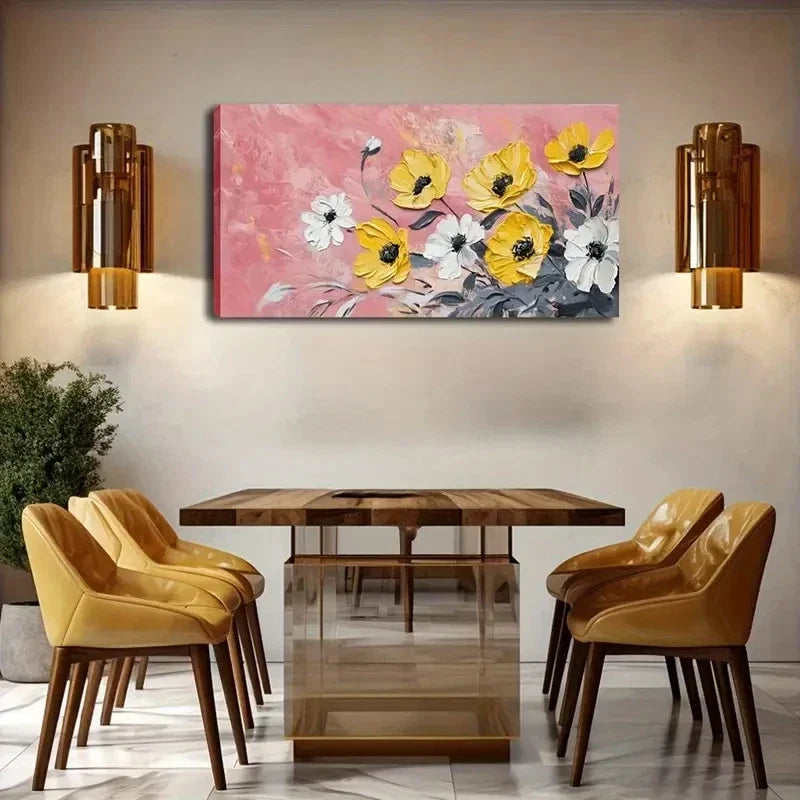 Abstract Watercolor Floral Wall Art Canvas Office Home Room Framed 120x60cm