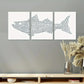 3pcs Largemouth Bass Lake Fish Painting Metal Print Ready to Hang Art
