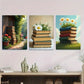 3pcs Charming Garden Path And Books Picture Wall Art Set Canvas Framed 40x60cm - High Quality Print 100% Australian Made Wall Canvas Ready to Hang