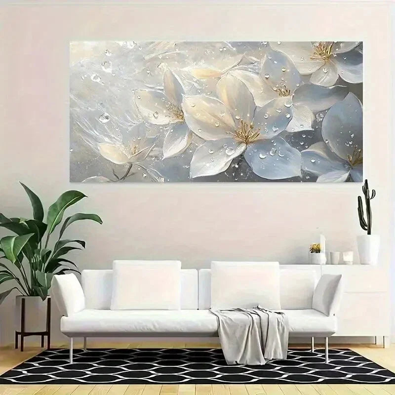 Abstract White Crystal Wall Art wall canvas office home room framed 120x60cm