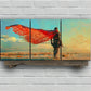 3pcs Red and Blue Denim White Clouds Metal Print Ready to Hang Art