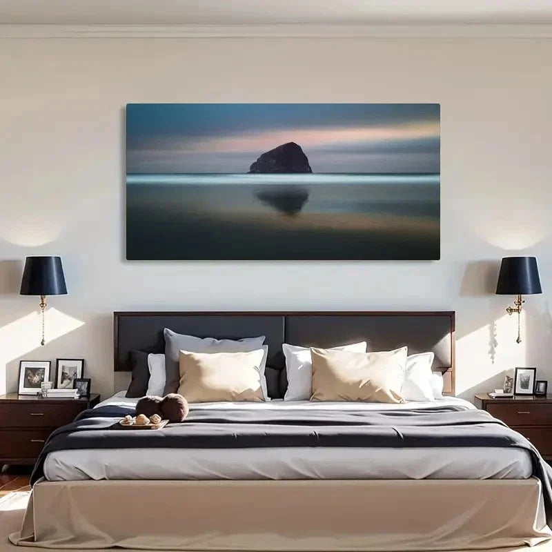 Big Rock & Water Scenery Wall Art Canvas Office Home Room Framed 80x45cm