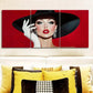 3pcs Fashionable woman in black hat Wall Art Set Canvas Framed 40x60cm - High Quality Print 100% Australian Made Wall Canvas Ready to Hang