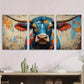 3pcs Painting Vibrant land Cow Charming Metal Print Ready to Hang Art