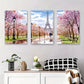 3pcs Eiffel Tower in Spring Cherry Blossom Metal Print Ready to Hang Art
