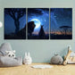 3pcs Lion & Rabbit Under Moonlit Sky Starry Night Metal Print Ready to Hang Art