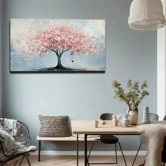 Dreamy Pink Trees Vibrant Wall Art canvas office home room framed 80x45cm