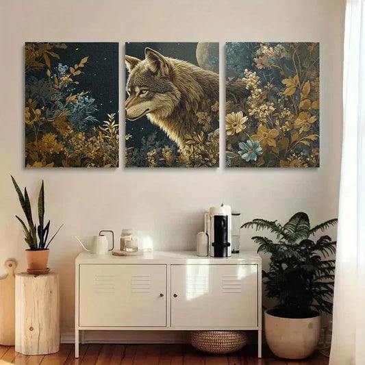 3pcs Mystical Nighttime Forest Scene Metal Print Ready to Hang Art