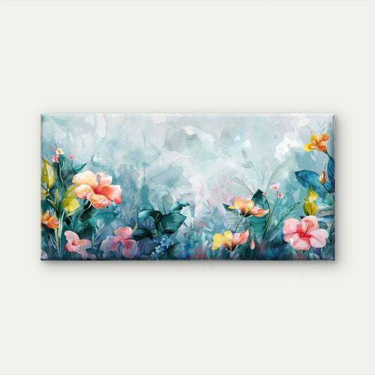 Watercolor Abstract Floral Wall Art Canvas Office Home Room Framed 80x45cm
