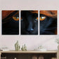 3pcs Charming Black Cat Stunning Gold Eyes Metal Print Ready to Hang Art
