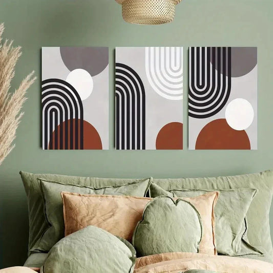 3pcs Modern Minimalist Arch Lines Metal Print Ready to Hang Art