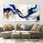 3pcs Midnight Blue Abstract Design Retro Geometric Metal Print Ready to Hang Art