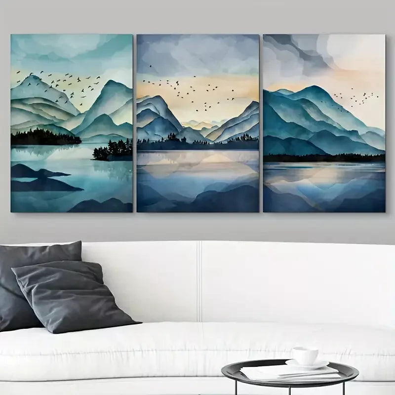 3pcs Abstract Mountain Canvas Framed 40x60cm - High Quality Print 100% Australian Made Wall Canvas Ready to Hang