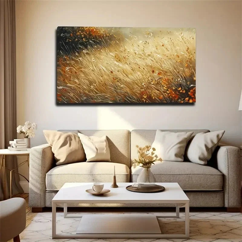 Elegant Landscape Golden Grass Wall Art Canvas Office Home Room Framed 120x60cm