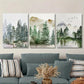 3pcs   Sage green forest mountain landscape  Metal Print Ready to Hang Art