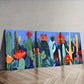 3pcs Mushroom garden Wall Art Set Canvas Framed 40x60cm - High Quality Print 100% Australian Made Wall Canvas Ready to Hang