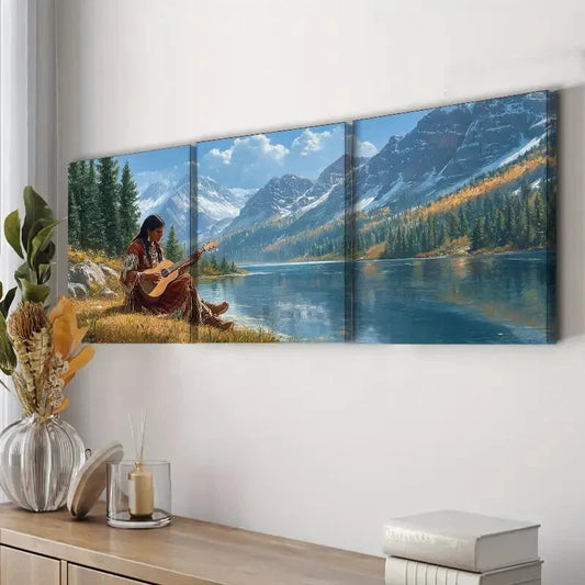 3pcs Girl by the River Scenery Nature Perfect Wall Perfect Wall Art Set Canvas Framed 40x60cm - High Quality Print 100% Australian Made Wall Canvas Ready to Hang
