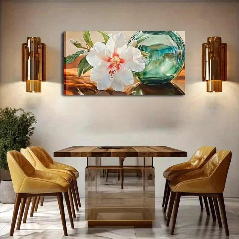 Realistic Style Hibiscus Flower Wall Art Canvas Office Home Room Framed 120x60cm