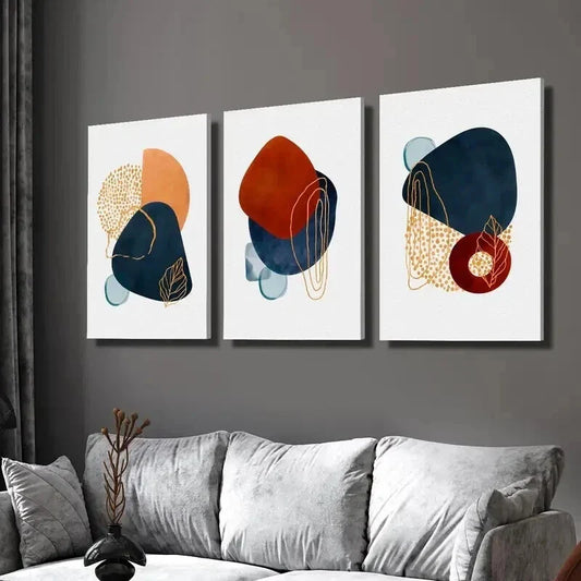 3pcs Bohemian And Minimalist Geometric Designs Wall Art Set Canvas Framed 40x60cm - High Quality Print 100% Australian Made Wall Canvas Ready to Hang