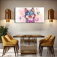 Playful Dog Blue Glasses Drink Wall Art Canvas Office Home Room Framed 120x60cm