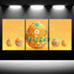 3pcs Vibrant Colorful Eggs Orange Florals Designs Metal Print Ready to Hang Art