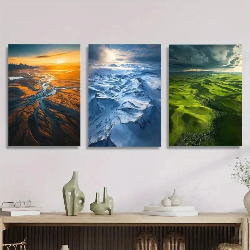 3pcs Hekou snow mountain mountain art Metal Print Ready to Hang Art