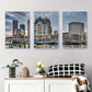 3pcs Modern Cityscape Harbor Vibrant Urban Sky Metal Print Ready to Hang Art