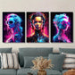 3pcs  colorful female humanoid robot portrait  Metal Print Ready to Hang Art