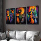 3pcs   Abstract Cat Fantasy Colors Wall Art Set Canvas Framed 40x60cm - High Quality Print 100% Australian Made Wall Canvas Ready to Hang