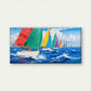 Nautical Sailboats Ocean Waves Wall Art Canvas Office Home Room Framed 80x45cm