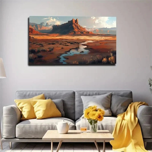 Sunset River Landscape Modern Wall Art Canvas Office Home Room Framed 120x60cm