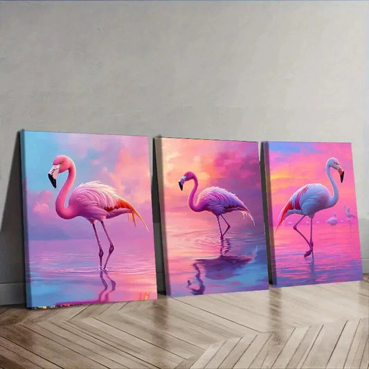 3pcs Flamingo Series Nature Pink Perfect Wall Art Set Canvas Framed 40x60cm - High Quality Print 100% Australian Made Wall Canvas Ready to Hang
