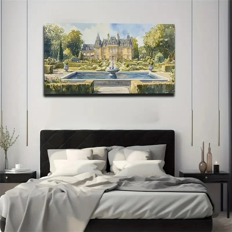 Western Traditional Castle Wall Art Canvas Office Home Room Framed 120x60cm