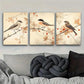 3pcs Birds Among Autumn Branches Artwork Metal Print Ready to Hang Art