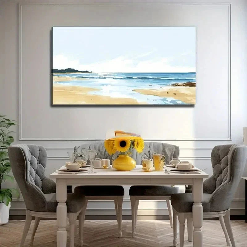 Beach Sea Leisure Perfect Wall Art Canvas Office Home Room Framed 80x45cm