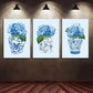 3pcs Blue And White Porcelain Poster Floral Art Metal Print Ready to Hang Art