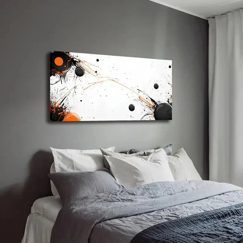 Abstract Splash Design In White Wall Art Canvas Office Home Room Framed 120x60cm
