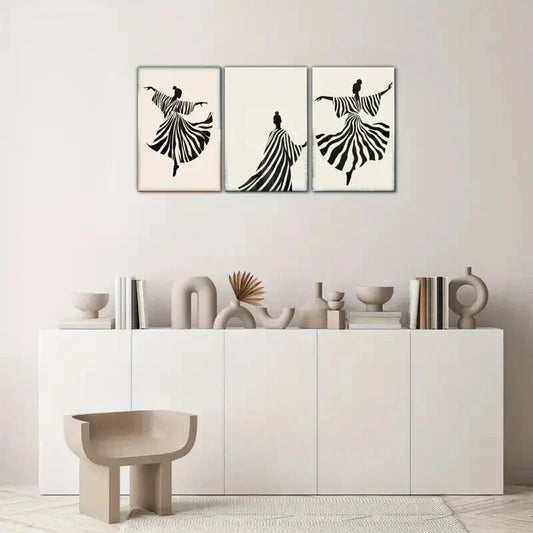 3pcs   Black and White Art Deco Print  Abstract   Metal Print  Ready to Hang Art
