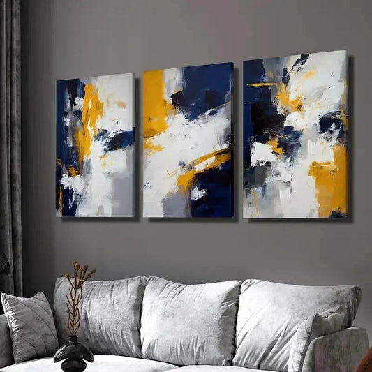 3pcs Classic Geometric Oil Painting Style Wall Art Set Canvas Framed 40x60cm - High Quality Print 100% Australian Made Wall Canvas Ready to Hang