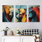 3pcs Modern Abstract Wildlife Bold Colorful Metal Print Ready to Hang Art